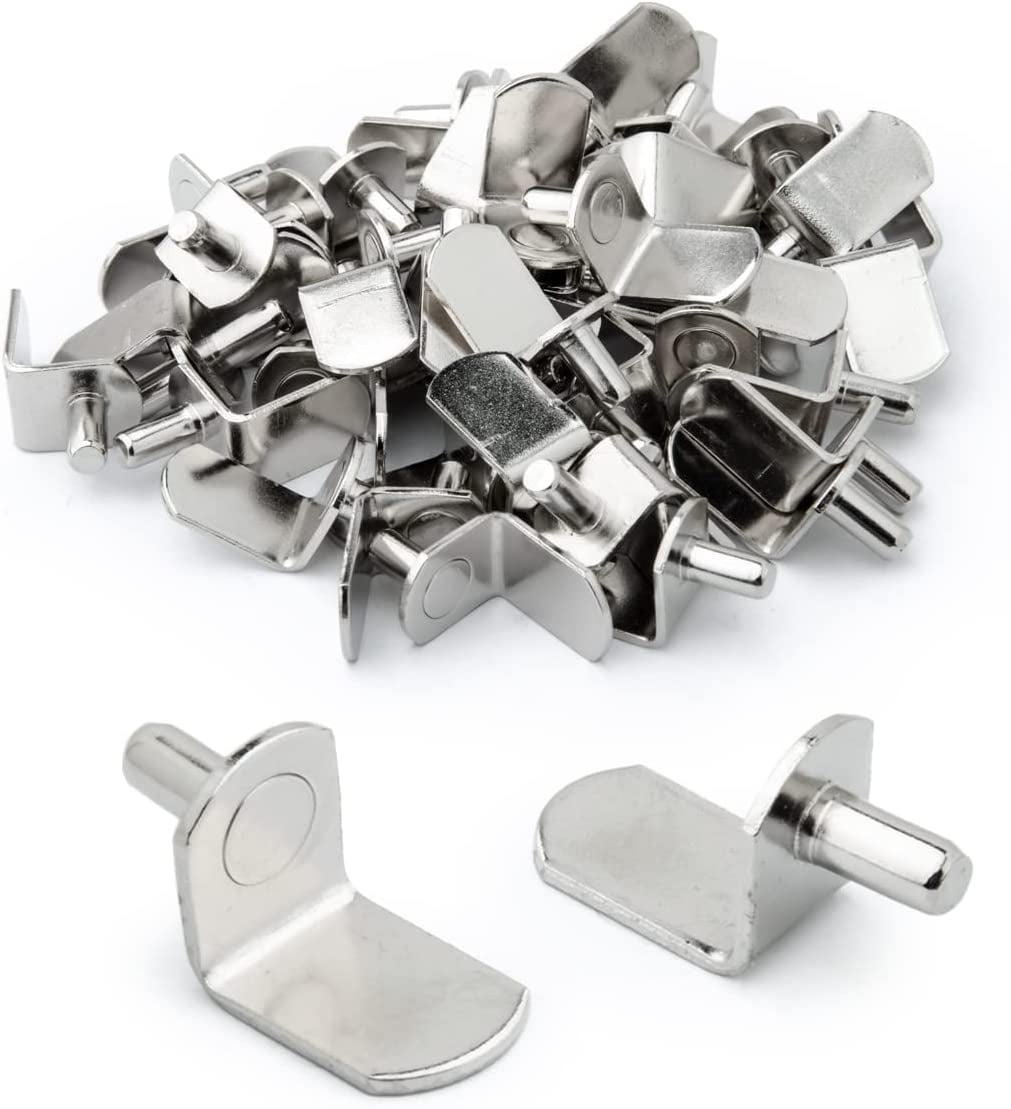 POWERTEC QP1302 5mm Shelf Pins, L-Shaped Bracket Style, 5 mm, Nickel, 50 PK