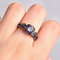 thumbnail image 3 of Vintage Black Gold Skull Women's Ring Purple Zircon Punk Halloween, 3 of 5