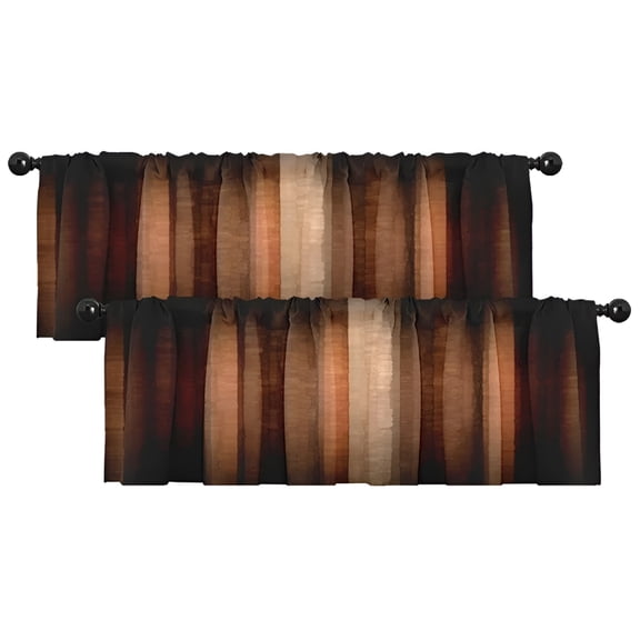 AUQ 2 Pack Valances Window Treatments, Orange Copper Vintage Stripe Blackout Drapes, 18x52 Inch, for Home, Bedroom, Bathroom, Office, Kitchen Over Sink.