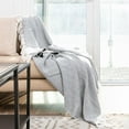 thumbnail image 2 of Fabstyles Herringbone Stripe Cotton Throw with Fringe, Lightweight Breathable Throw Blanket, 2 of 4