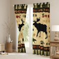 thumbnail image 3 of jejeloiu Wildlife Bear Deer Black Out Curtains,Vintage Bohemian Rhombus Curtains Pack of 2 (42x63 Each),Beige Black Green Bedroom Curtains For Boys,Super Cozy Room Decor, 3 of 6