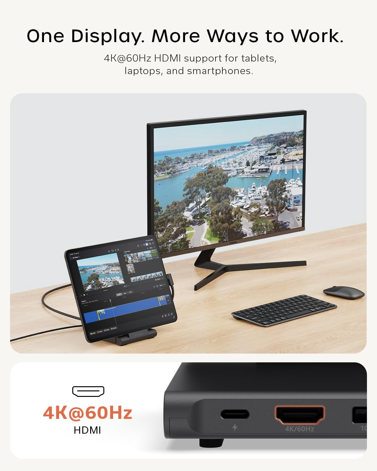 Satechi USB-C Foldable Stand Hub with 4K@60Hz HDMI, 100W Power Delivery, 10Gbps USB-C & USB-A, SD/microSD, for Tablets, Laptops & Smartphones Up to 13-inch, Space Black