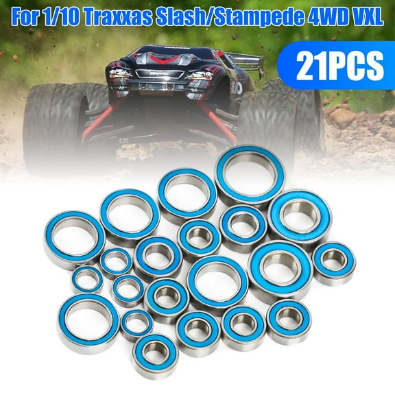 EEEkit 21pcs Metal Ball Bearings Kit, Rubber Sealed Wheel Bearings Set Fit for 1/10 Traxxas Slash/Stampede 4WD 4X4 VXL