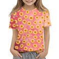 thumbnail image 3 of Cute Summer Tops for Kids Girls Size 7-8 Casual Short Sleeve Crew Neck Girls Shirts Funny Daisy Graphic Tees Girls Clothes Tee Tops Pink 5-6 Years, 3 of 6