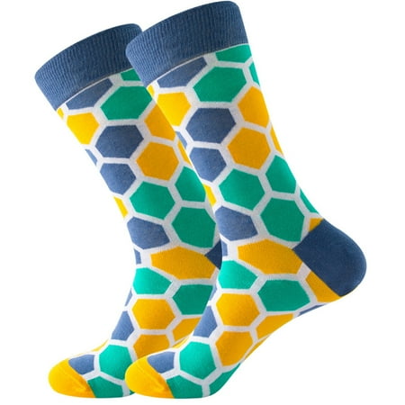 

Adults Unisex Lattice Geometry Printing Colorful Street Personality Medium Socks