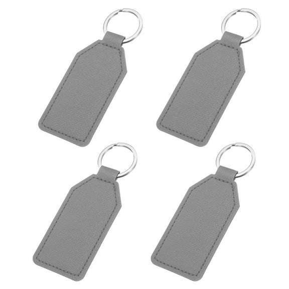 4pcs Leather Key Fob, PU Car Keychain Blanks Key Rings Key Holder for DIY Laser Engraving Birthday Father's Day Gifts, Gray