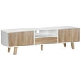 thumbnail image 1 of HOMCOM Meuble TV Console Multimédia avec Tiroir Étagère de Rangement Trou pour Câbles, 1 of 10