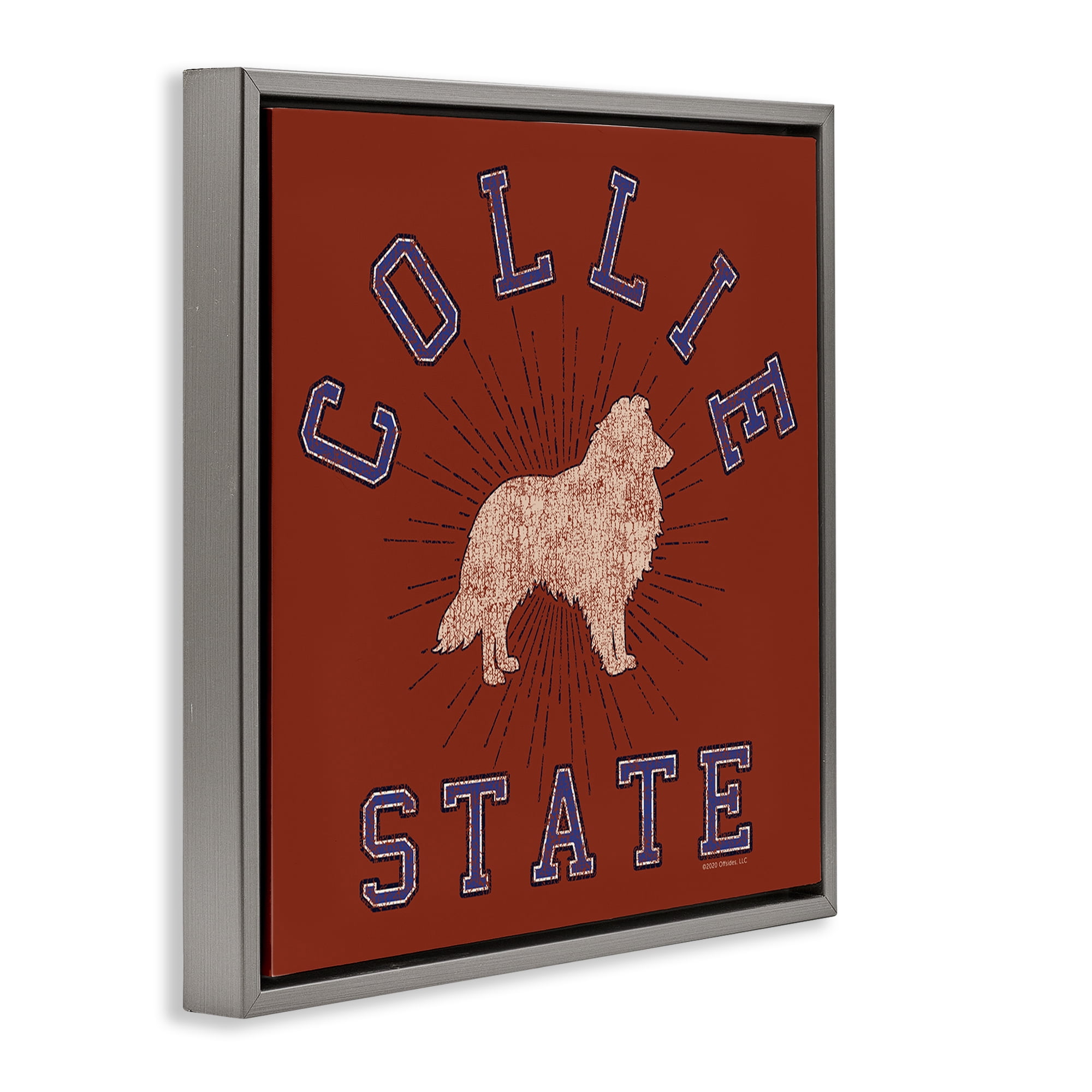 Stupell Industries Vintage Collie State Novelty & Humor Painting Gray Floater Framed Canvas Art Print Wall Art, 18 x 18