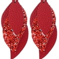 thumbnail image 3 of 1 par de pendientes de lentejuelas de cuero con forma de gota para la oreja, pendientes colgantes de moda para mujer, joyería roja para la oreja, 3 of 7