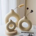 thumbnail image 4 of Taiyu 1 Uds florero de cerámica beige florero de arte decorativo moderno florero circular Sincero Electrónica, 4 of 5