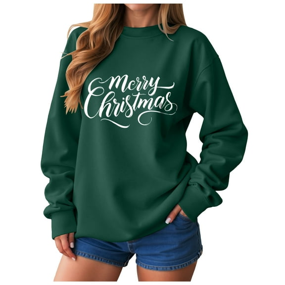 Jkety Fall Sweatshirts for Women Christmas Merry Bright Crewneck Mens Womens Sweatshirt Green,2XL