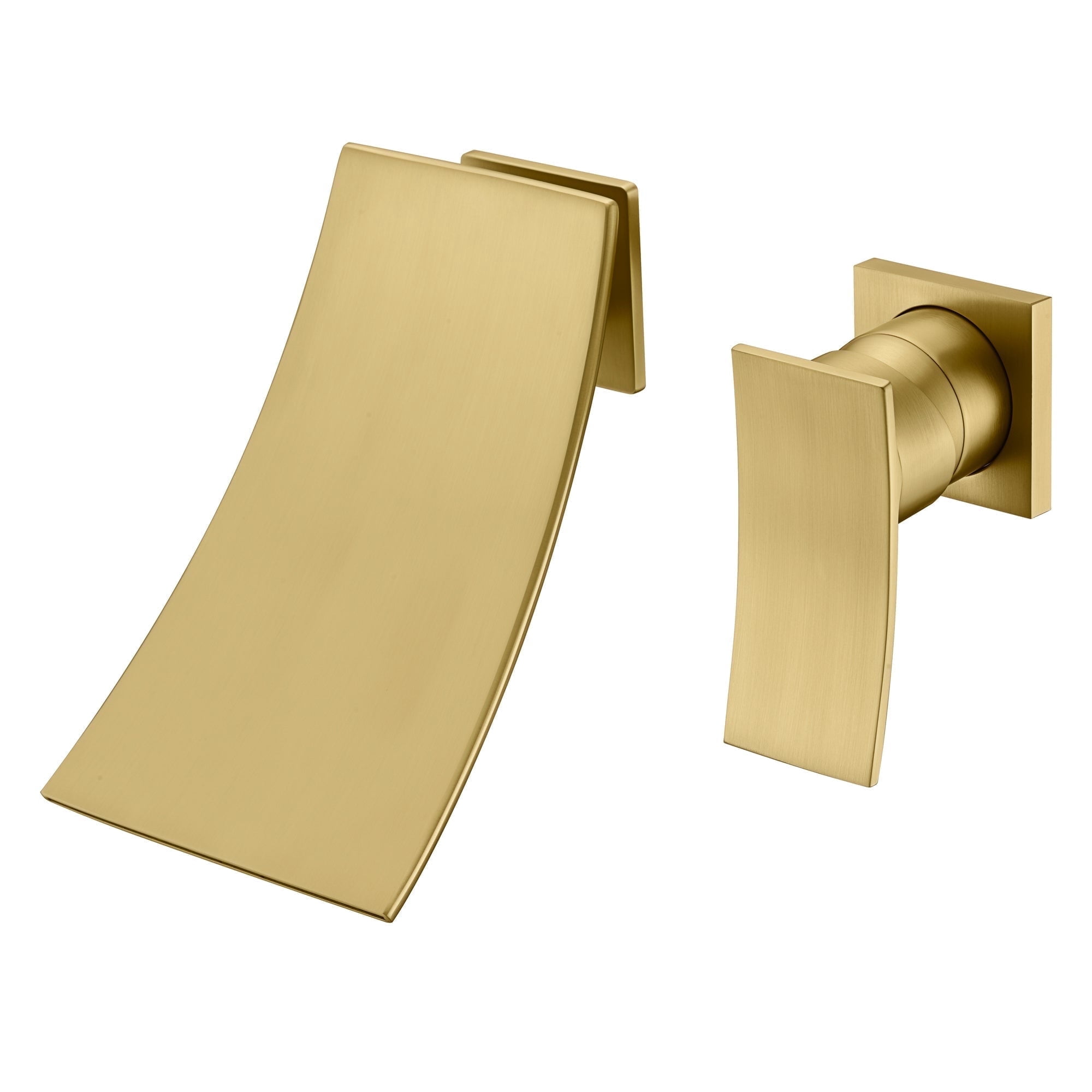 Sumerain Brushed Gold Wall Mount Tub Faucet with Waterfall Spout