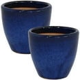 thumbnail image 3 of Sunnydaze Resort 8.5" x 8.5" x 8" Round Imperial Blue Ceramic Outdoor Planter 2-Count, 3 of 13