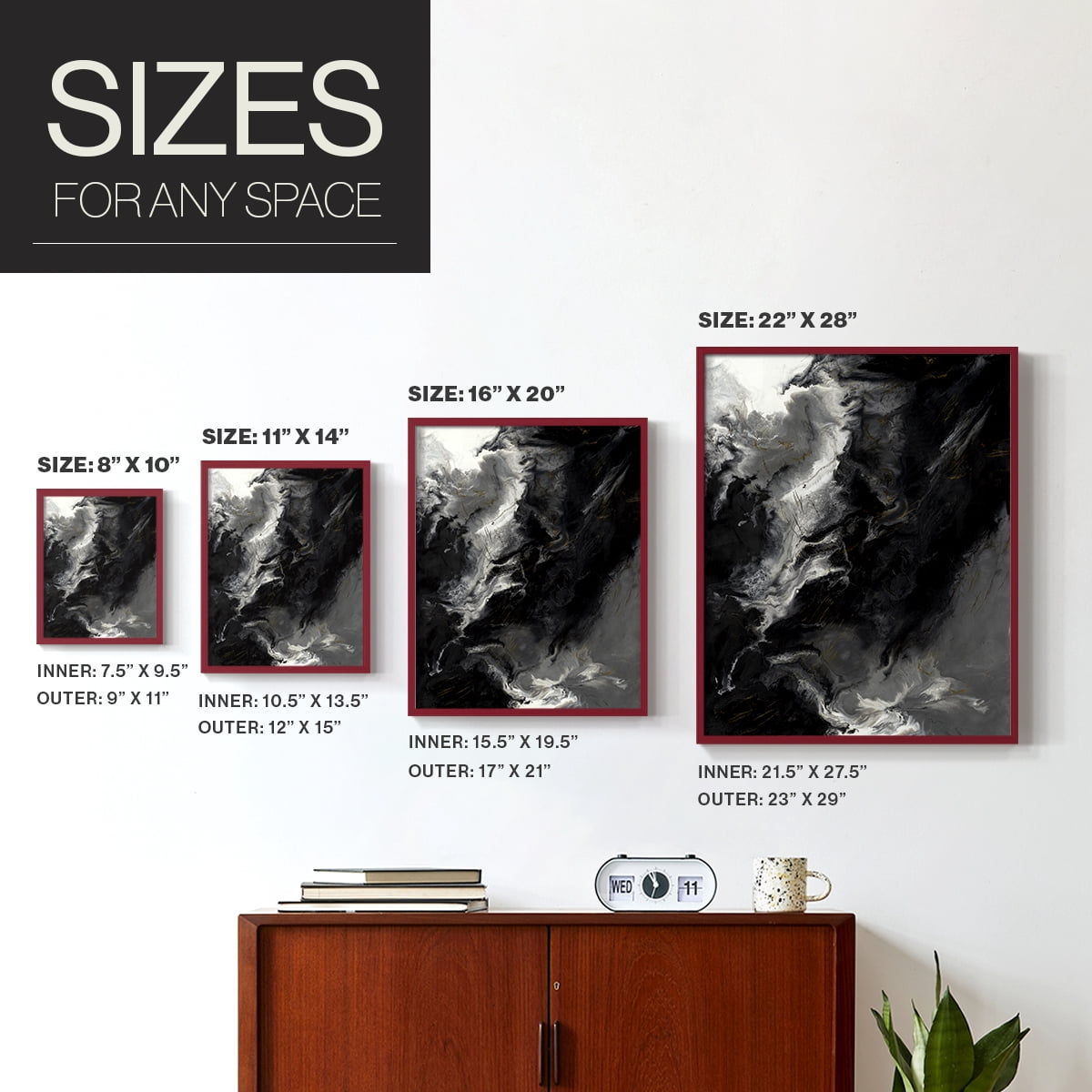 Changes Framed Print in Red Solid Wood Framed Print No Nail Hanging