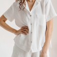 thumbnail image 3 of Pijama De Un Solo Pecho, Traje Corto, Cuello Vuelto, Algodón, Suelto, Manga Corta, Ropa De Dormir, Traje Corto Blanco S, 3 of 6