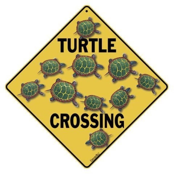 crosswalks turtle crossing sign - 12" x 12" aluminum sign (x07)