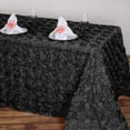 thumbnail image 2 of BalsaCircle Raised 90" x 156" Satin Rectangle Tablecloth Rosette Floral Dinner Kitchen Black, 2 of 3