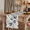 thumbnail image 2 of Blue Gray Spring Floral Short Table Runner 36 Inches Long, Vintage Botanical Cotton Linen Table Runners Dresser Scarves, Fabric Tabletop Scarf Furniture Cover for Home Dinner Party Decor 13"x36", 2 of 8