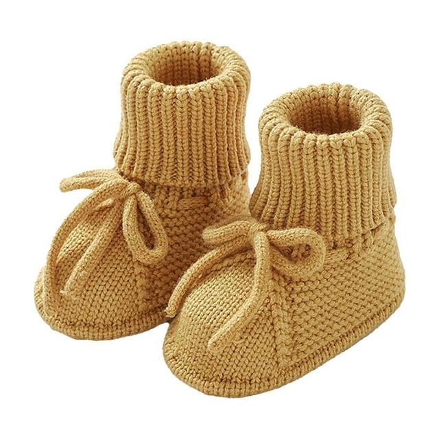 NOKIO Knit Baby Snow Booties with Fau𝗑 Fu𝗋 Lining - Breathable Non-Slip Winter Shoes for Babys Indoor/Outdoor Use