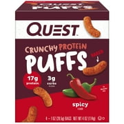 Quest Crunchy Baked Protein Puffs, Spicy Flavor, Gluten Free, 4 Bags