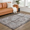 thumbnail image 5 of Hauteloom Peeta Boho Faded Vintage Look Oriental Medallion Area Rug - Farmhouse Traditional Floral Carpet for Living Room, Bedroom, Dining Room - Brown, Beige, Blue - 5'2" x 7', 5 of 9