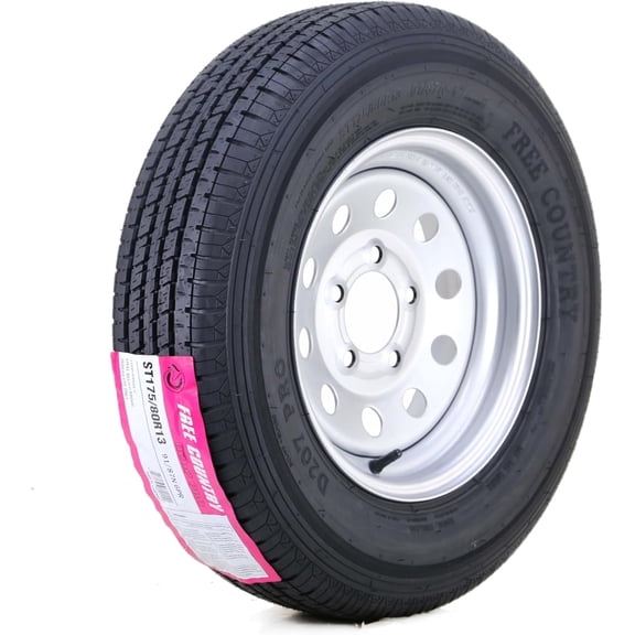 Free Country Trailer Tire Wheel Assembly ST175/80R13 6-Ply C 91M 5 Lug on 4.5" PCD White Spoke Rim