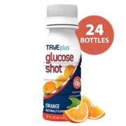 TRUEplus Glucose Shots, 15g Fast-Acting Carbohydrates, Orange Flavor, 24 Pack