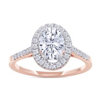 1 1/4 Carat Oval & Round Shape IGI Certified Lab Grown Diamond Halo Engagement Wedding Ring For Women In 10K Solid Rose Gold Jewelry (1.25 Cttw)-6