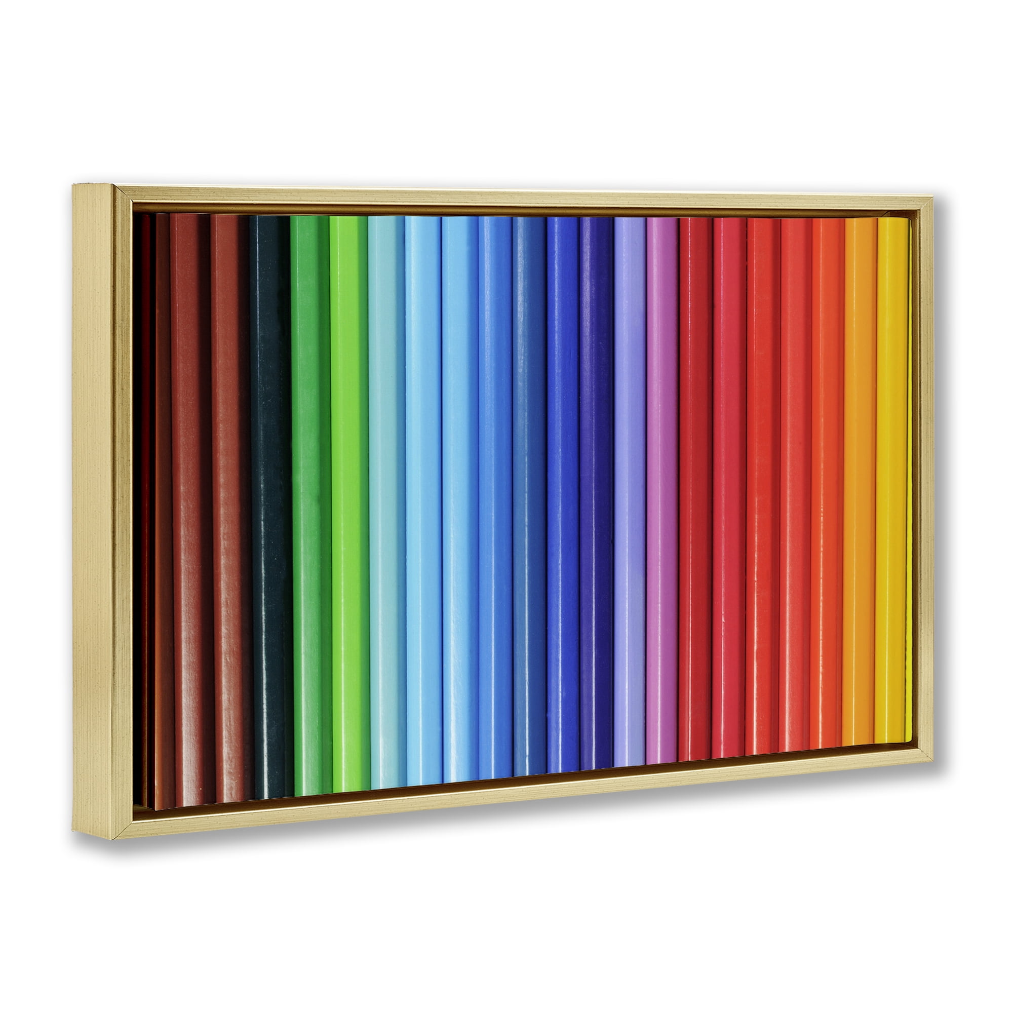 Stupell Industries Colored Pencil Lineup Gold Framed Floater Canvas Wall Art, design by Tom Quartermaine