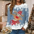 thumbnail image 2 of larppty Festive Reindeer Christmas Sweater Women Long Sleeve - Funny Cute Xmas Crewneck Pullover Tops (Sky Blue, XXL), 2 of 6
