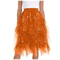 thumbnail image 5 of Rotm Short Skirts for Women Sexy Layered Mesh Skirt for Women Midi Length High Waisted A-line Skirts Fairy Costume Orange,S, 5 of 7