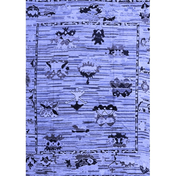 Ahgly Company Machine Washable Indoor Rectangle Abstract Blue Modern Area Rugs, 3' x 5'