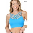 thumbnail image 1 of Zenana Women & Plus Comfort Seamless Crisscross Front Strappy Bralette Sports Bra Top with Removable Pads, 1 of 4