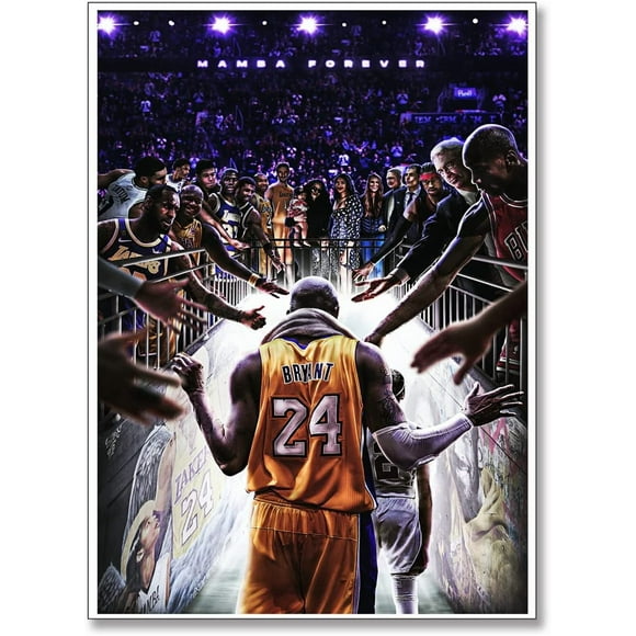 Kobe Canvas Wall Art Poster Kobe Gigi Legendary Basketball Player Posters Inspirational Sports Superstar Oil Painting Posters Modern Room Wall Decor for Bedroom Office Dorm 16x24 Inch Unframed