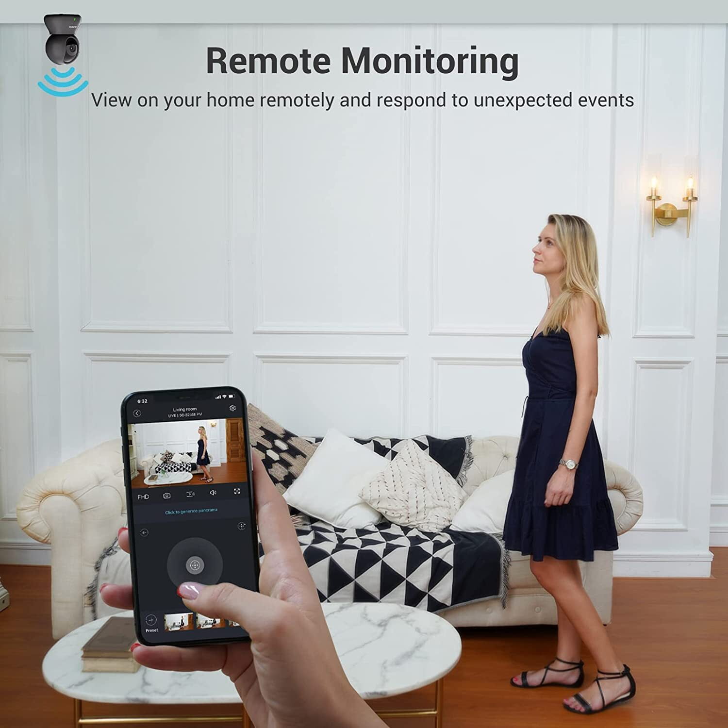 Security Camera 2k, Blurams Indoor Pet Monitor Dog Camera 360-degree, Baby Monitor Camera, Home Security Motion Tracking with 2-Way Audio, Night Vision, Works with Google Assistant and Alexa