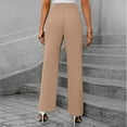 thumbnail image 4 of WTOBBY Women's Autumn Ready Straight Leg Dress Pants in Nine Point Harlan Style for Business Casual Office Wear, Weekend Events and Seasonally Appropriate Smart Style,Khaki L, 4 of 5