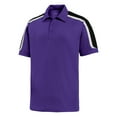 thumbnail image 5 of Mens Tricolor Shoulder Micropique Sport-Wick Polyester Polo Purple/ Black/ White 3X-Large, 5 of 8
