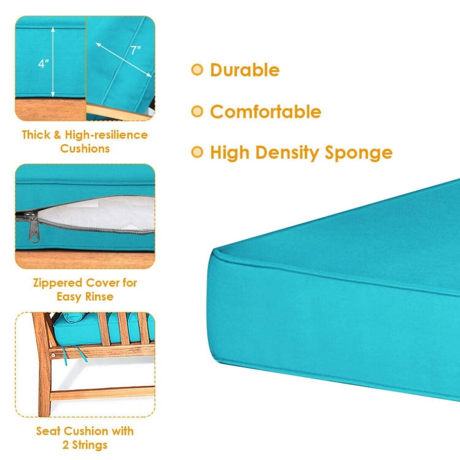 Aimee Lii 4 Pieces Wood Outdoor Furniture, Wooden Patio Furniture Set with Table, Sofa Chair, Cushioned, Turquoise Aimee Lii 4 Pieces Wood Outdoor Furniture, Wooden Patio Furniture Set with Table, Sofa Chair, Cushioned, Turquoise