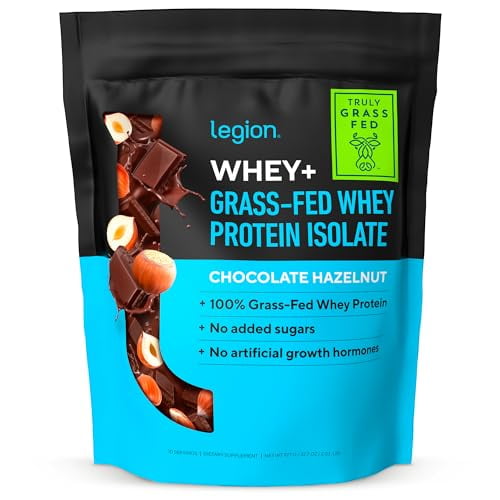 LEGION Whey+ Proteína Aislada de Suero de Vacas Alimentadas con Pasto - Proteína de Suero en Polvo Aislado Bajo en Calorías, Sin OGM, Sin Azúcar, Lactosa y Sin Gluten, Proteína en Polvo Totalmente Nat