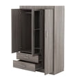 thumbnail image 5 of 3-Door Mirror Wardrobe Cabinet Closet  2 Drawers and Storage Shelves,  Bedroom Organizer, Gray, 5 of 7