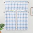 thumbnail image 7 of Haperlare 30"W x 36"L Striped Kitchen Curtain Waffle Weave Textured Blackout Cafe Curtains Half Window Treatment Set, Blue, 2 Panels, 7 of 7