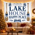 thumbnail image 3 of Lake House Happy Place Silhouette With Dock and Paddles, Serene Rustic for Nature Lovers, Rustic Cabin Wall Art Decor, Housewarming Gift Tapestry Wall Hanging for Bedroom and Living Room, 3 of 7