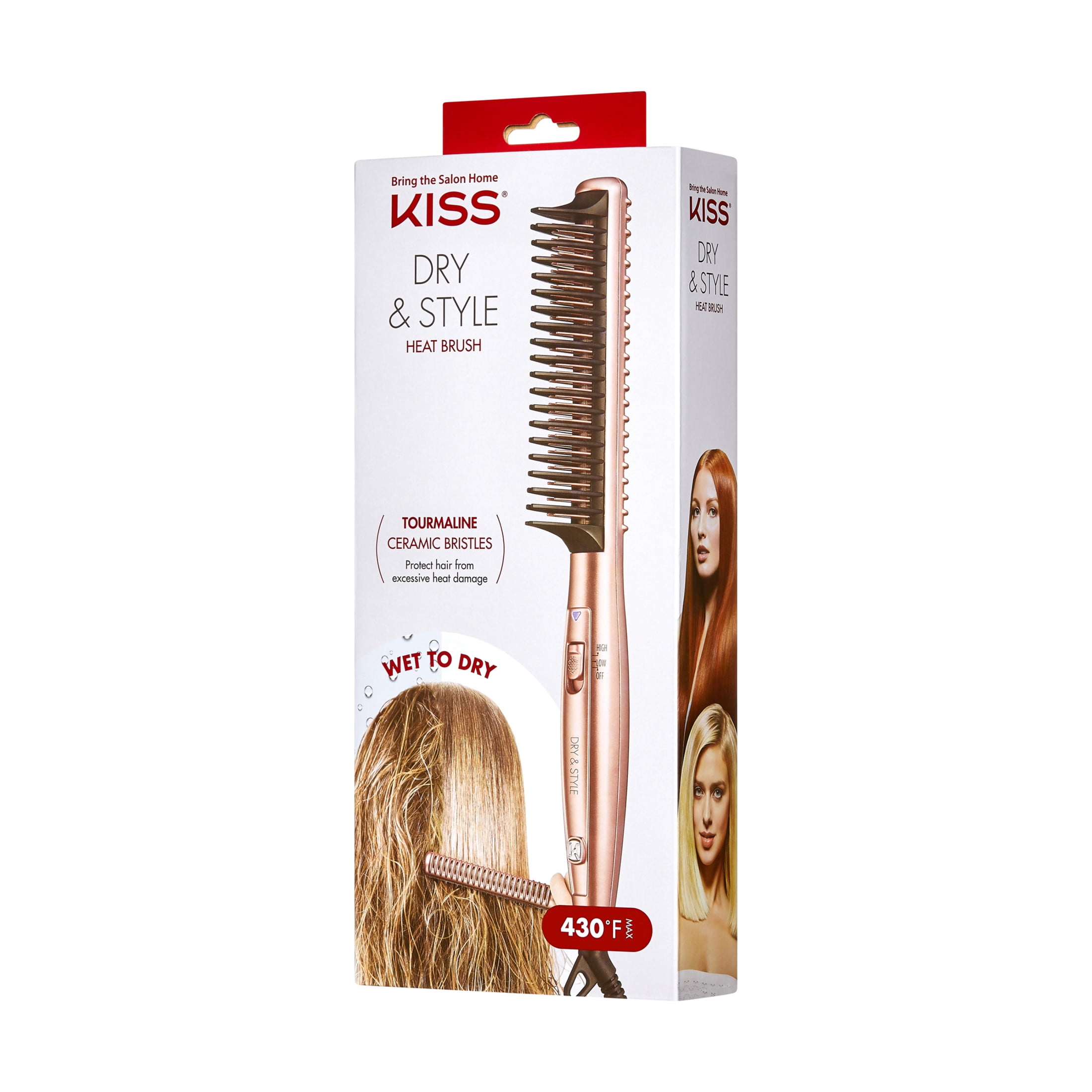 KISS Dry & Style Tourmaline Ceramic Ultra Lightweight Heat Dry Brush, Mixed Plastic Bristle, 1.19 lbs.