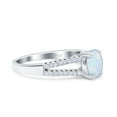 thumbnail image 3 of Halo Split Shank Oval Ring Lab Created White Opal 925 Sterling Silver Size 8, 3 of 7