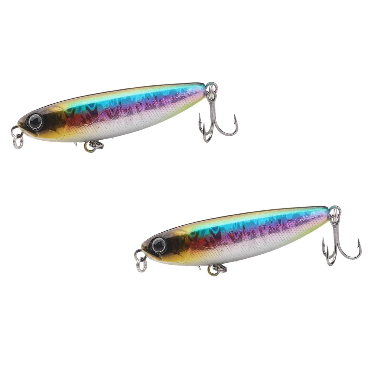 2 Pcs Topwater Pencil Fishing Lures Hard Baits 12g Walk the Dog Artificial Lure with Treble Hook for Bass Trout Pike Saltwater Freshwater River Lake Fishing 2.64
