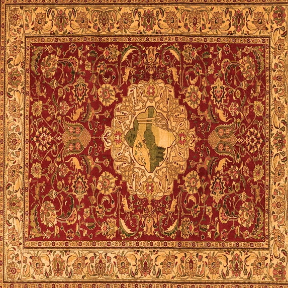 Ahgly Company Indoor Square Persian Orange Traditional Area Rugs, 7' Square