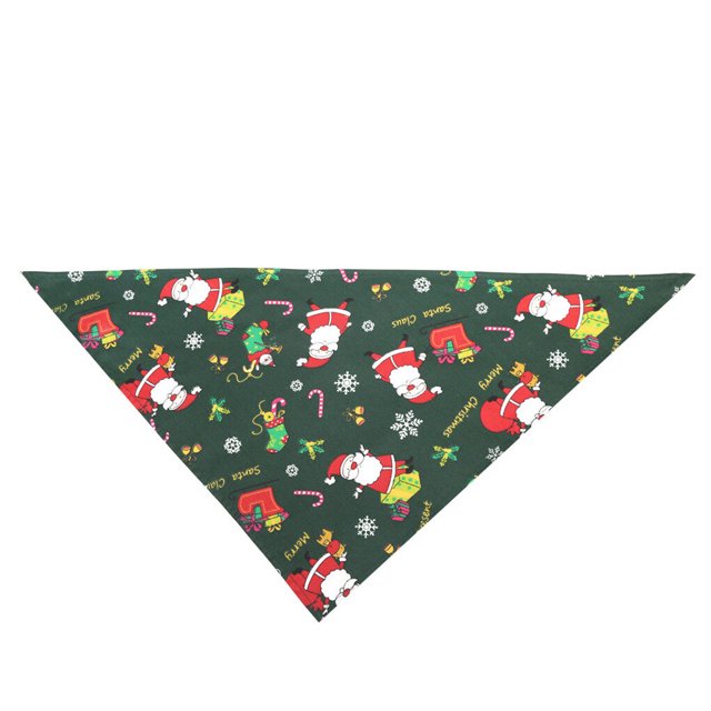 sweethay Toalla de saliva para mascotas de Navidad, pañuelo de animales pequeños, bufanda, babero, accesorio de decoración para fiestas, Ropa para mascotas papa noel verde