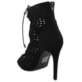 thumbnail image 3 of Delicious Women Stiletto Thin Skinny High Heels Back Zipper Peep Toe Caged Cut Out Gladiator Style Lace Up Yuta-S Black 5.5, 3 of 3