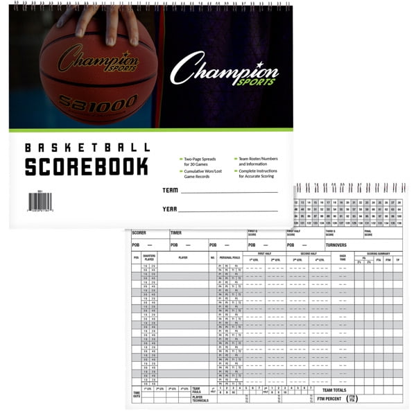 Side-by-Side Heavy Duty Great for Youth and Adult Basketball. Perfect Strike Basketball SCOREBOOK with Rules and Scoring Instructions 