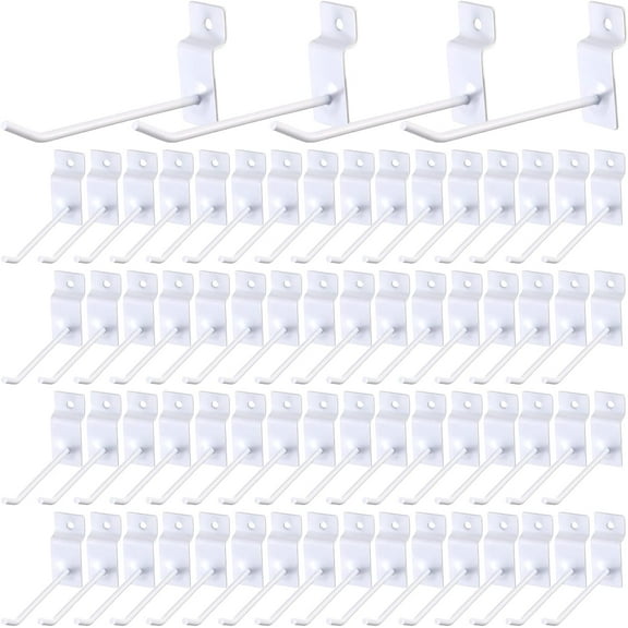 Lsupdaol 10 Pack Slatwall Hooks Slatwall Accessories Slat Wall Hanging Pegboard Hangers Slat Board Display Hooks for Retail Garage Organization Gridwall, White(4 Inch)